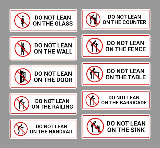 Vector do not lean sign collection