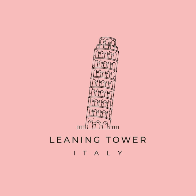 Vector leaning tower of piza line art logo vector symbol illustration design