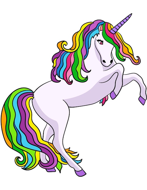 Leaping Unicorn Cartoon Colored Clipart