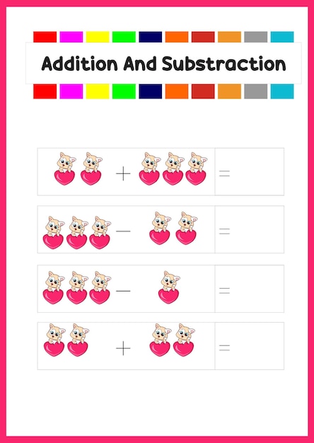 Learn addition and subs traction for kids count cute cat