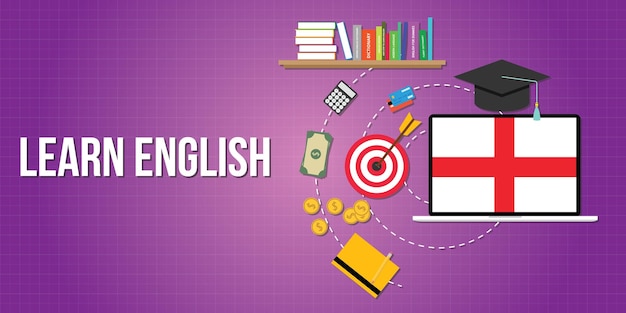 Learn english concept with dictionary books