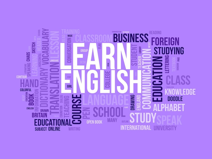 Вектор изучение английского шаблона wordcloud образование концепция вектор фона