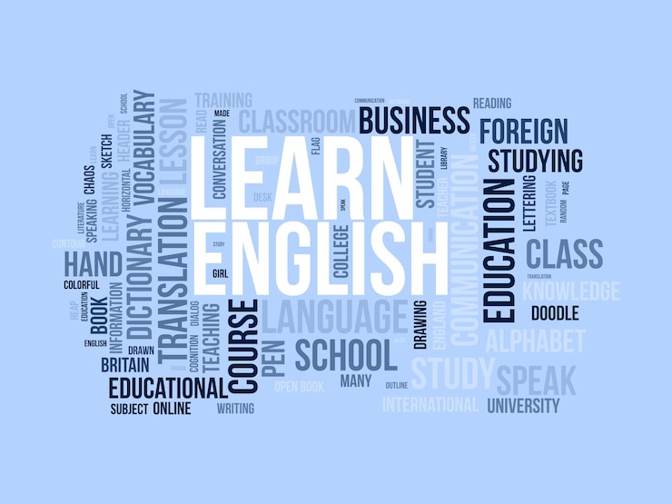 Вектор изучение английского шаблона wordcloud образование концепция вектор фона