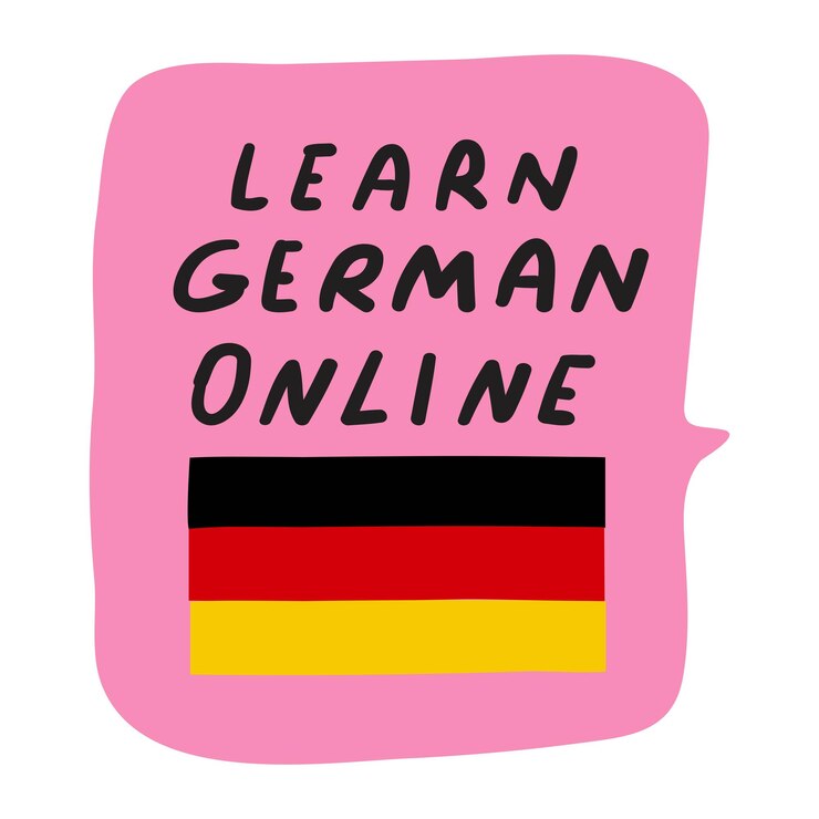 Vector learn german online pink speech bubble vector illustration on white background
