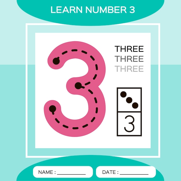 Impara il numero 3. tre. gioco educativo per bambini. conteggio del gioco.