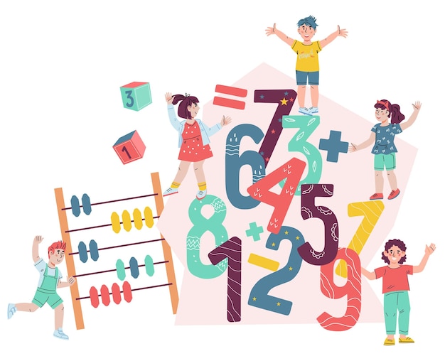 Learn numbers and mathematics for children banner or poster vector isolated