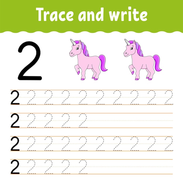 Learn numbers trace and write handwriting practice