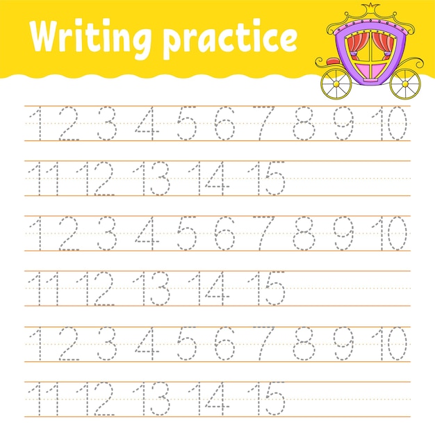 Learn numbers trace and write handwriting practice