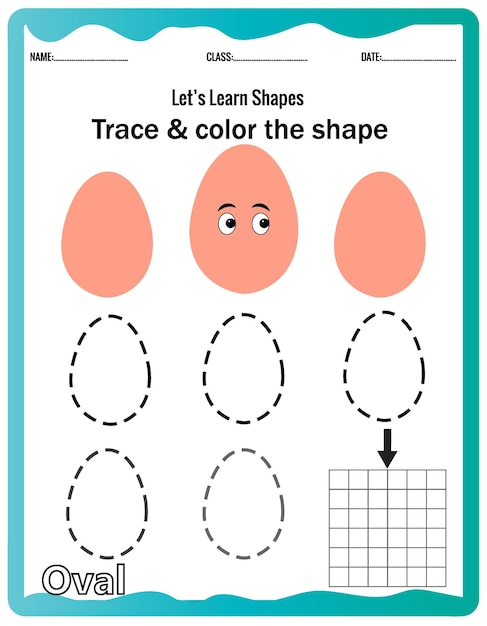 Learn shapes,Preschool or kindergarten worksheet for practicing motor skills. Tracing dashed lines.