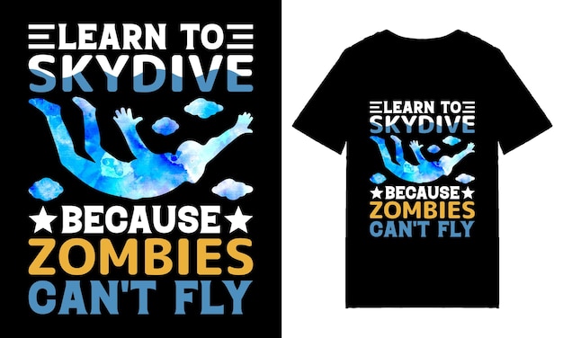 Научитесь, потому что зомби не умеют летать типография дизайн футболки