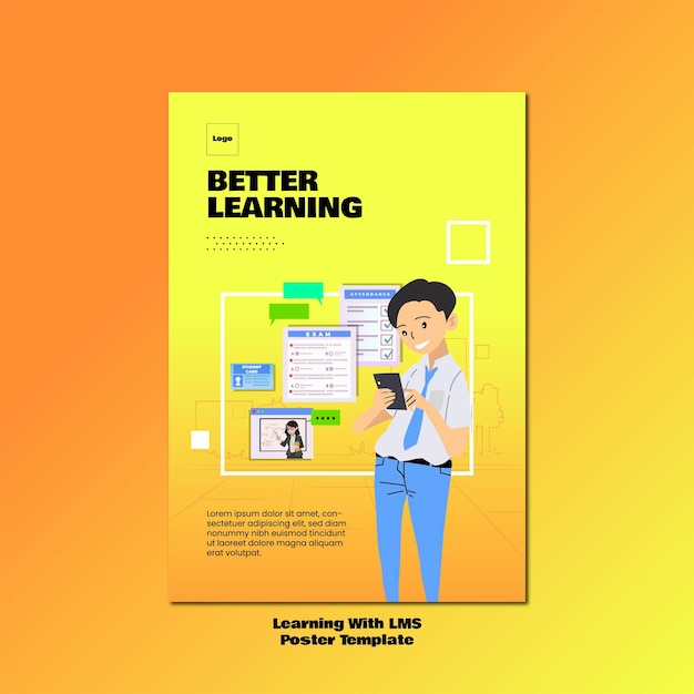 Vector learn with lms poster template