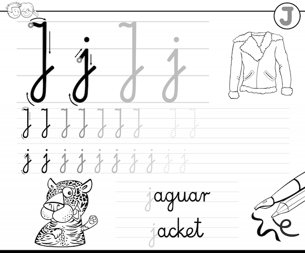 Learn to write letter j workbook for kids