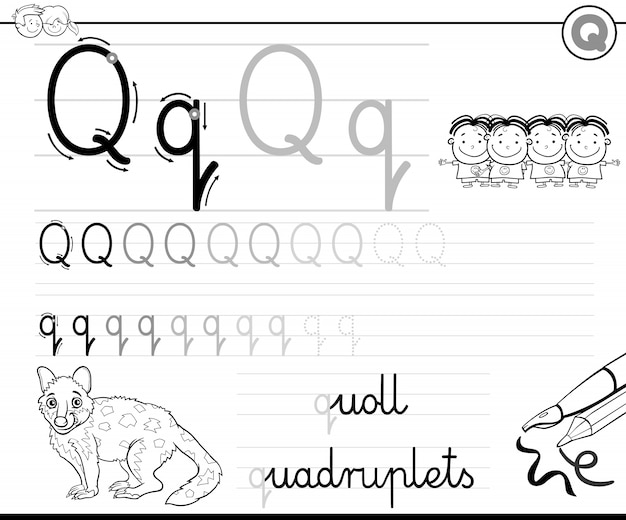 Learn to write letter Q workbook for kids