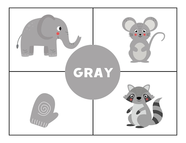 Learning basic primary colors for children. Gray.