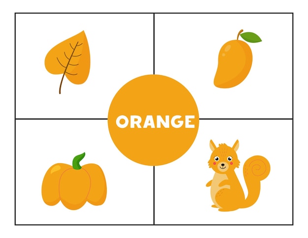 Learning basic primary colors for children. orange.