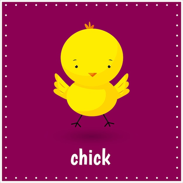 Learning cards for kids Chick Bird