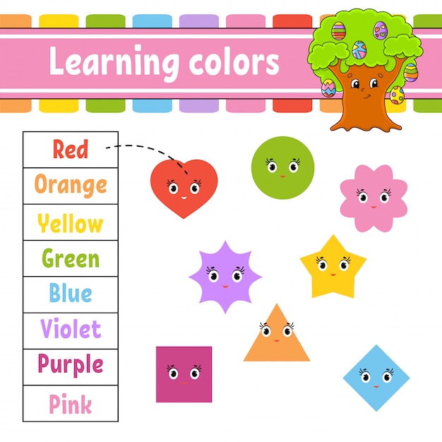 Learning colors. education developing worksheet. easter egg tree. activity page with pictures.