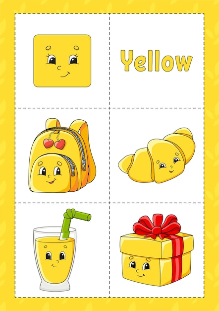 Vector learning colors flashcard for kids