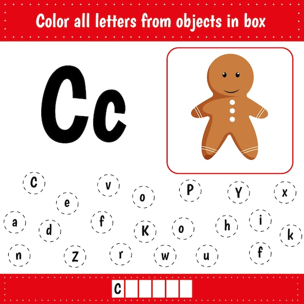 Learning english alphabet crossword color letters educational worksheet for school and kindergarten cookie