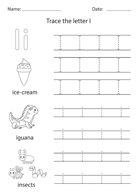 子供のための英語のアルファベットを学ぶ。手紙i。