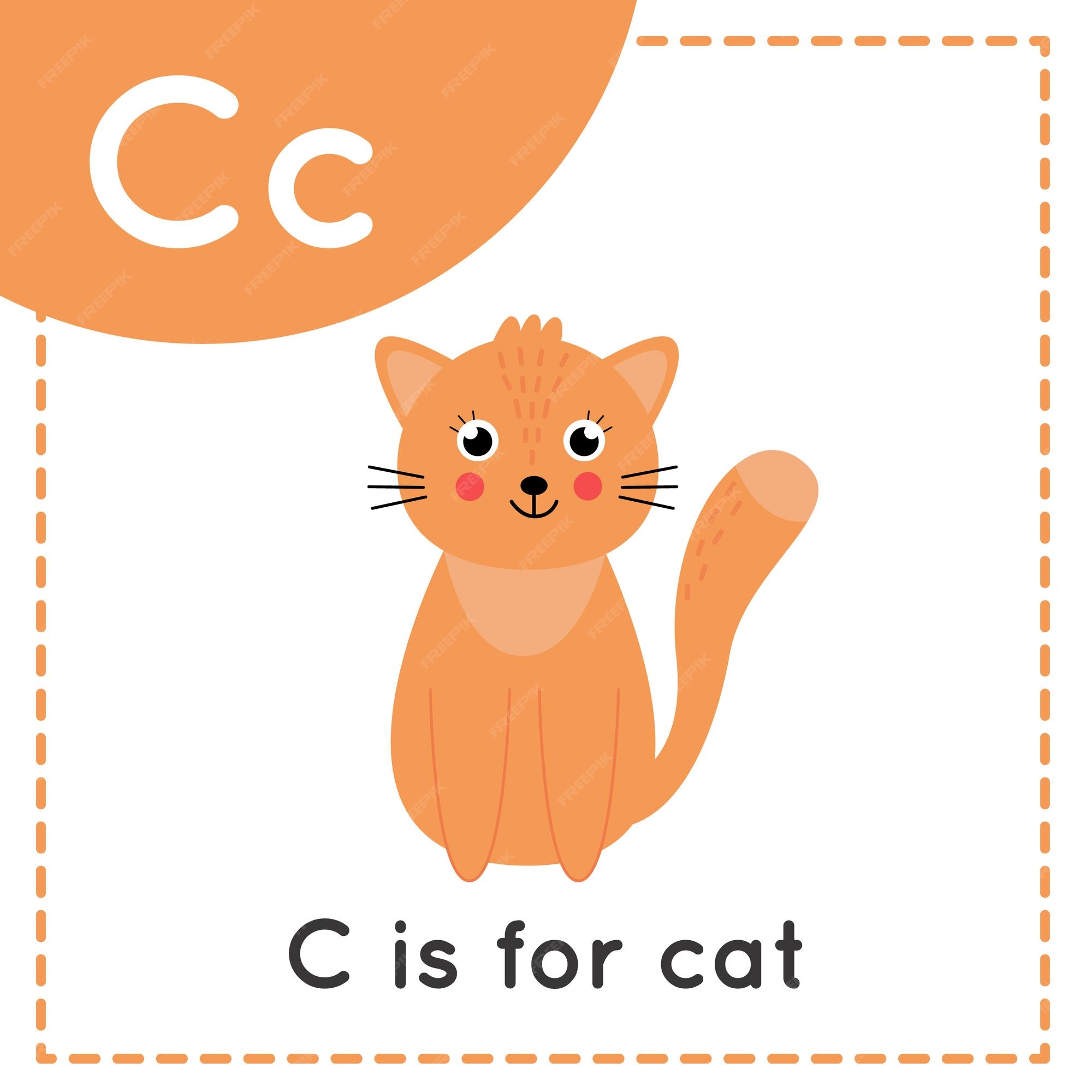 Premium Vector | Learning english alphabet for kids letter c cute cartoon cat Premium Vector | Learning english alphabet for kids letter c cute cartoon cat