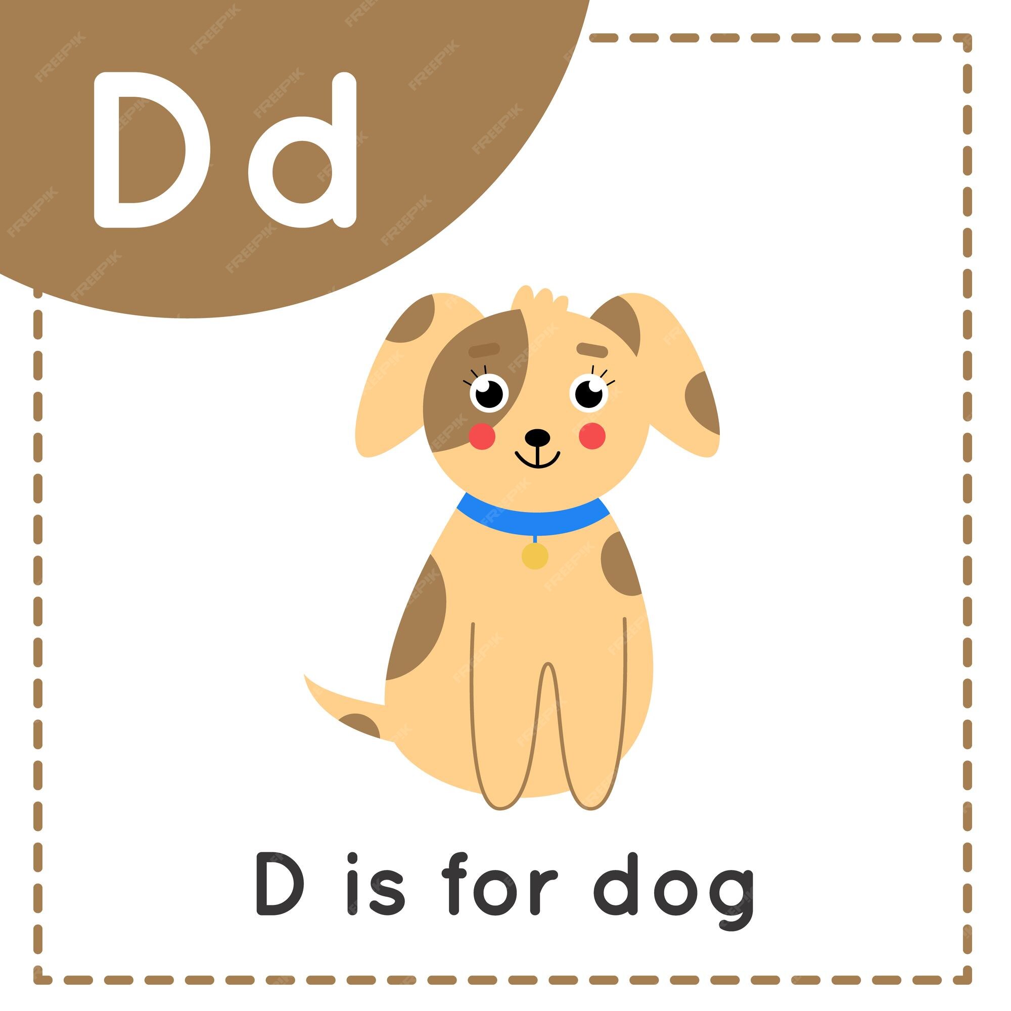 Premium Vector | Learning english alphabet for kids letter d cute cartoon  dog