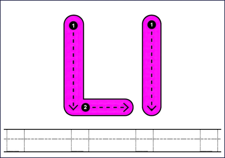 Vector learning english alphabet for kids letter l tracing letters