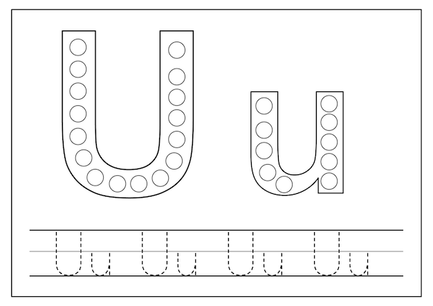 Learning english alphabet for kids letter u tracing letters