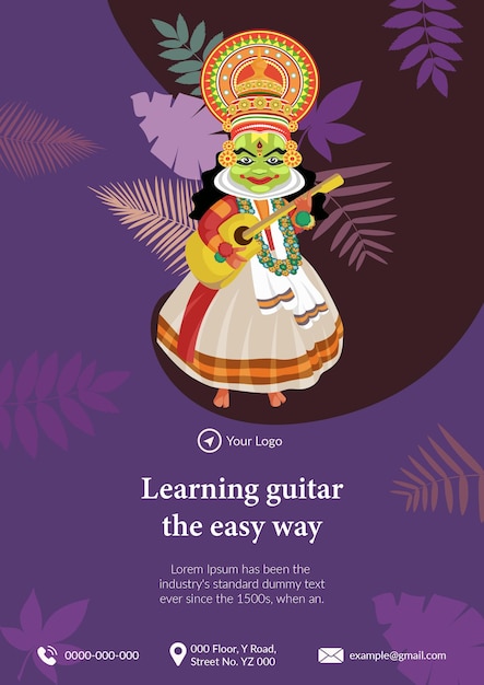 Learning guitar the easy way flyer design template