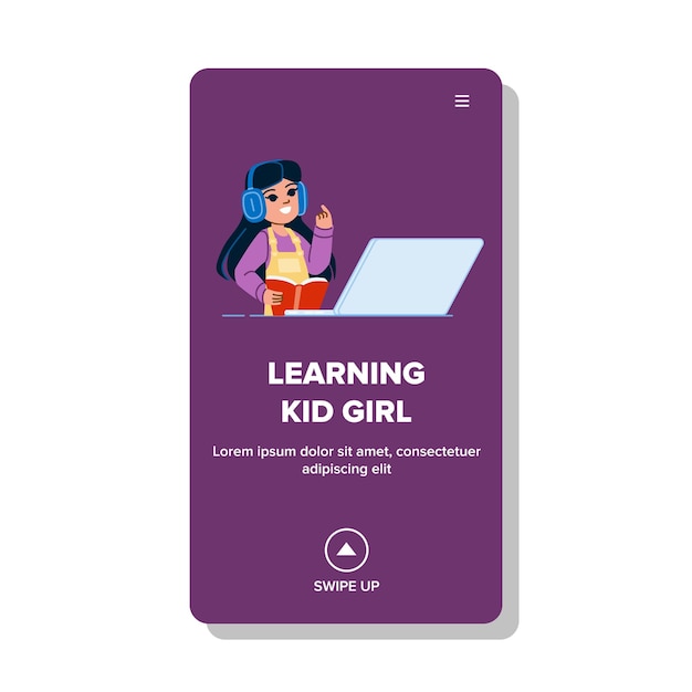 Learning kid girl vector