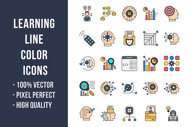 Vector learning line color icons