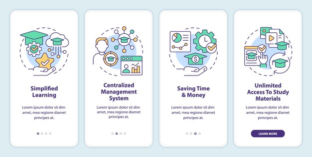 Learning management system benefits onboarding mobile app screen