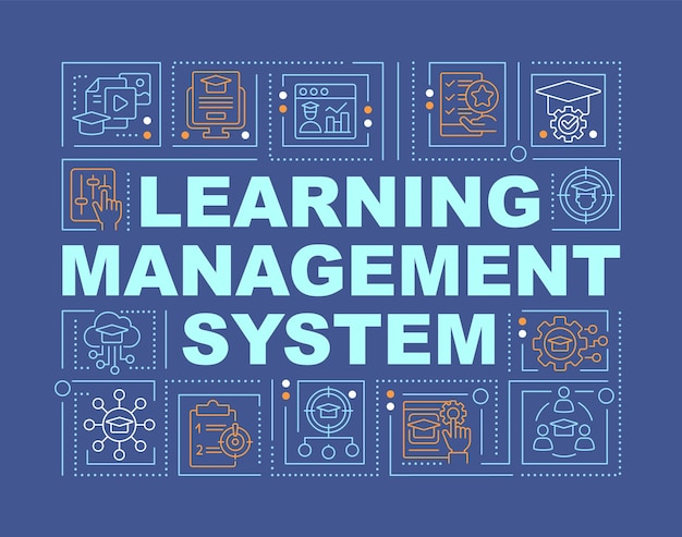 Learning management system word concepts blue banner