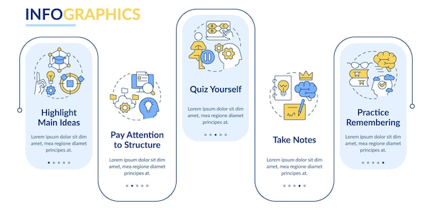 Learning and memorizing techniques rectangle infographic template