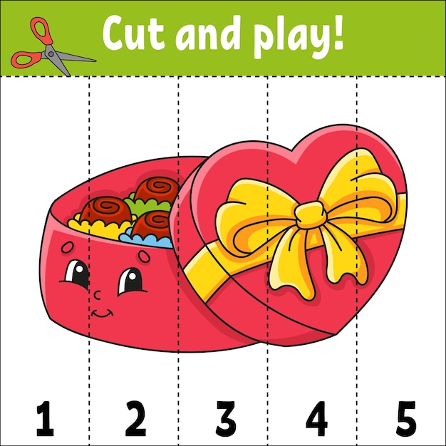 Learning numbers 15 cut and play education worksheet game for kids color activity page puzzle for children