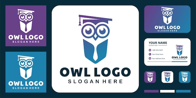 Learning owl logo with business card design