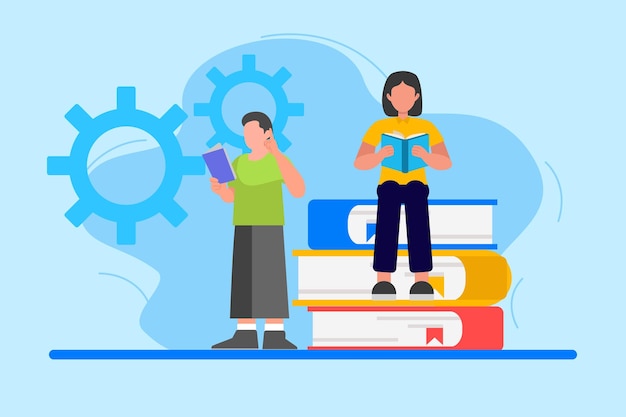 Learning process concept Colored flat vector illustration isolated