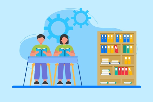 Learning process concept Colored flat vector illustration isolated