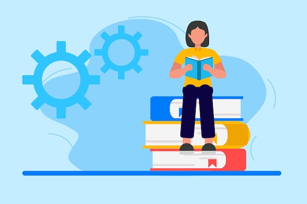 Learning process concept Colored flat vector illustration isolated
