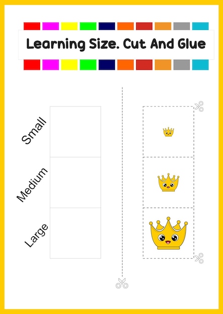 子供のカットと接着剤のかわいい王冠のサイズを学ぶ