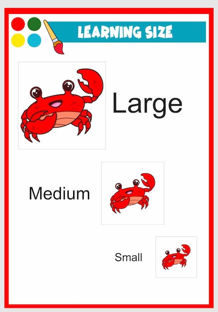 Learning size for kids cute crab