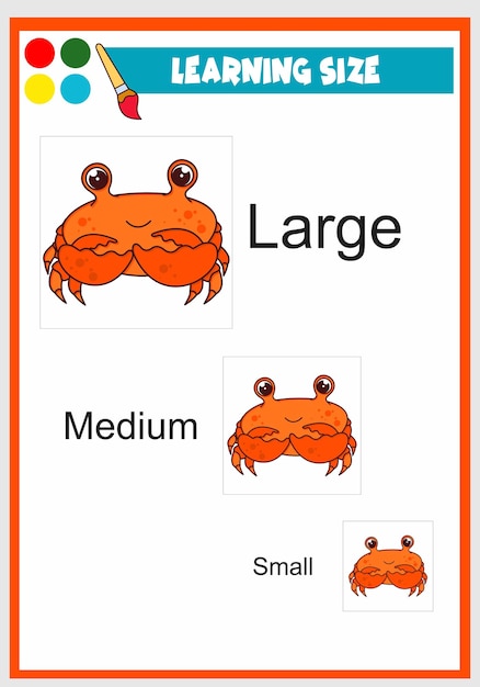 Learning size for kids cute crab