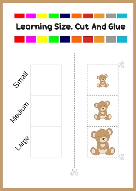 Learning size for kids. sort picture by size.cute bear