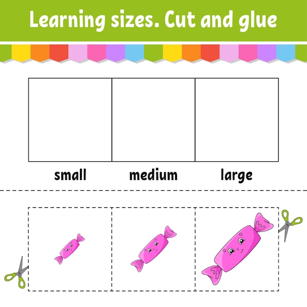 Learning sizes Cut and glue Easy level