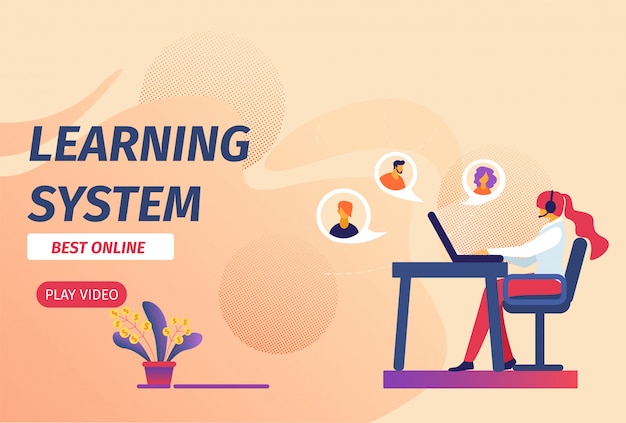 Vector learning system best online horizontal banner.