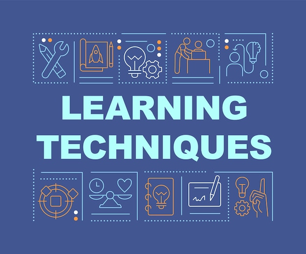 Vector learning techniques word concepts dark blue banner