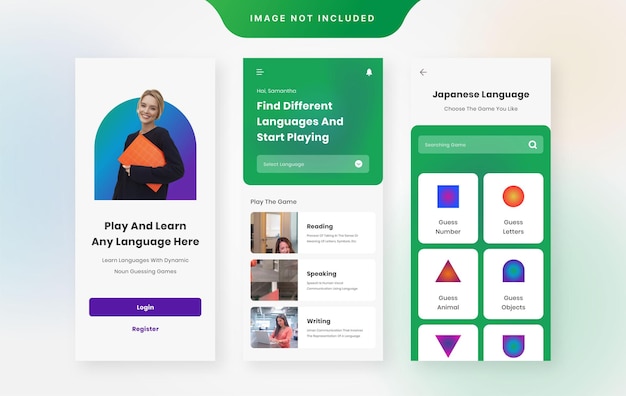 Learning ui design template vector