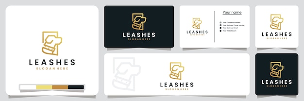 Leashes , dogs ,with line art style and gold color , logo design inspiration