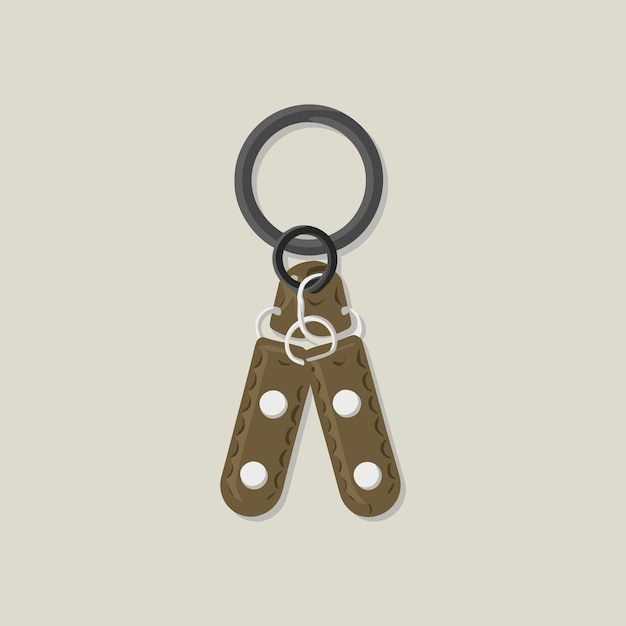 Leather keychain with metal ring