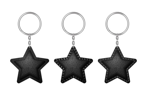 Кожаный брелок для ключей в форме звезды с металлическим кольцом